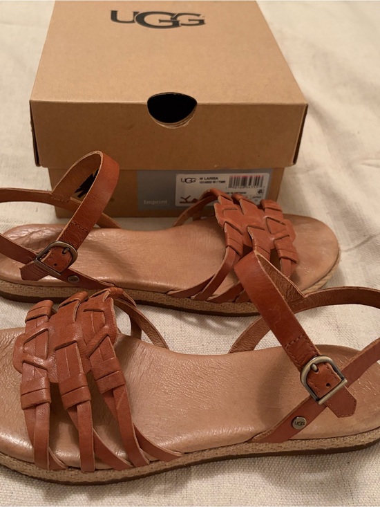 UGG Shoes - UGG Women’s Brown Woven Leather Strap Sandals